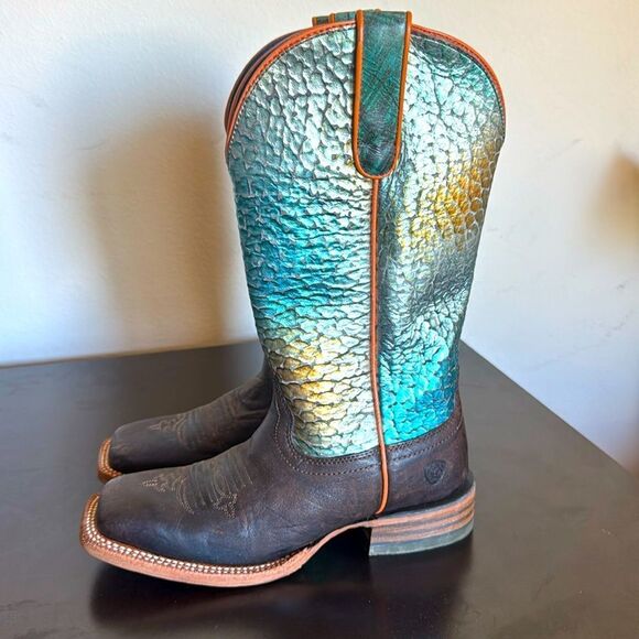 ARIAT rainbow fish tobacco coffee color boots size 7B - Picture 1 of 8